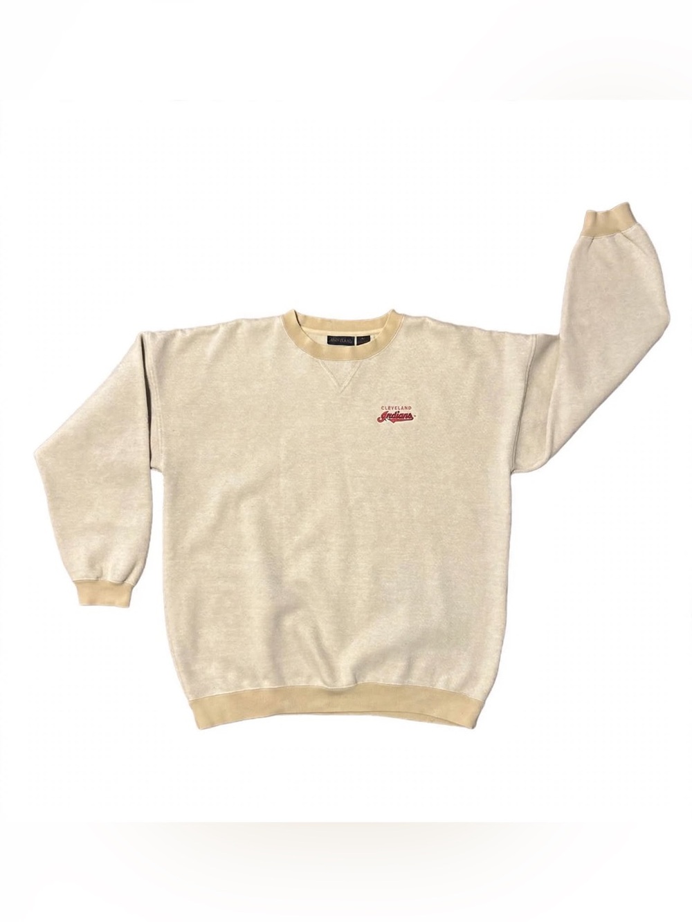 Vintage Cleveland Indians Sweatshirt XXL Antigua Oatmeal Tan Embroidered 90s